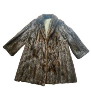 Luxurious Vintage Genuine Mink Fur Coat Midi Length M Medium 8 - 10 Brown OOAK